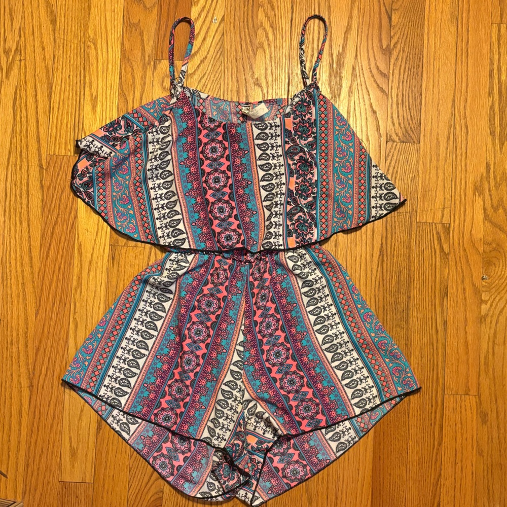 Colorful Patterned Women's Romper